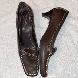 FRANCO SARTO 9.5 M pumps Brown leather square toe made in Brazil EXCELLENT